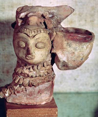 Lamp in the Form of a Female Head, from Mohenjo-Daro, Indus Valley, Pakistan by Harappan